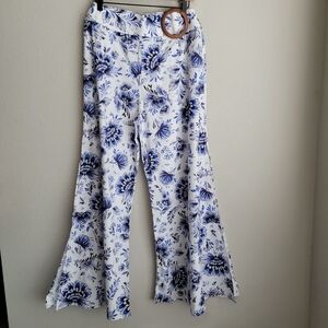 Alexandra Miro Claudia Belted Flare Pants size L NWT